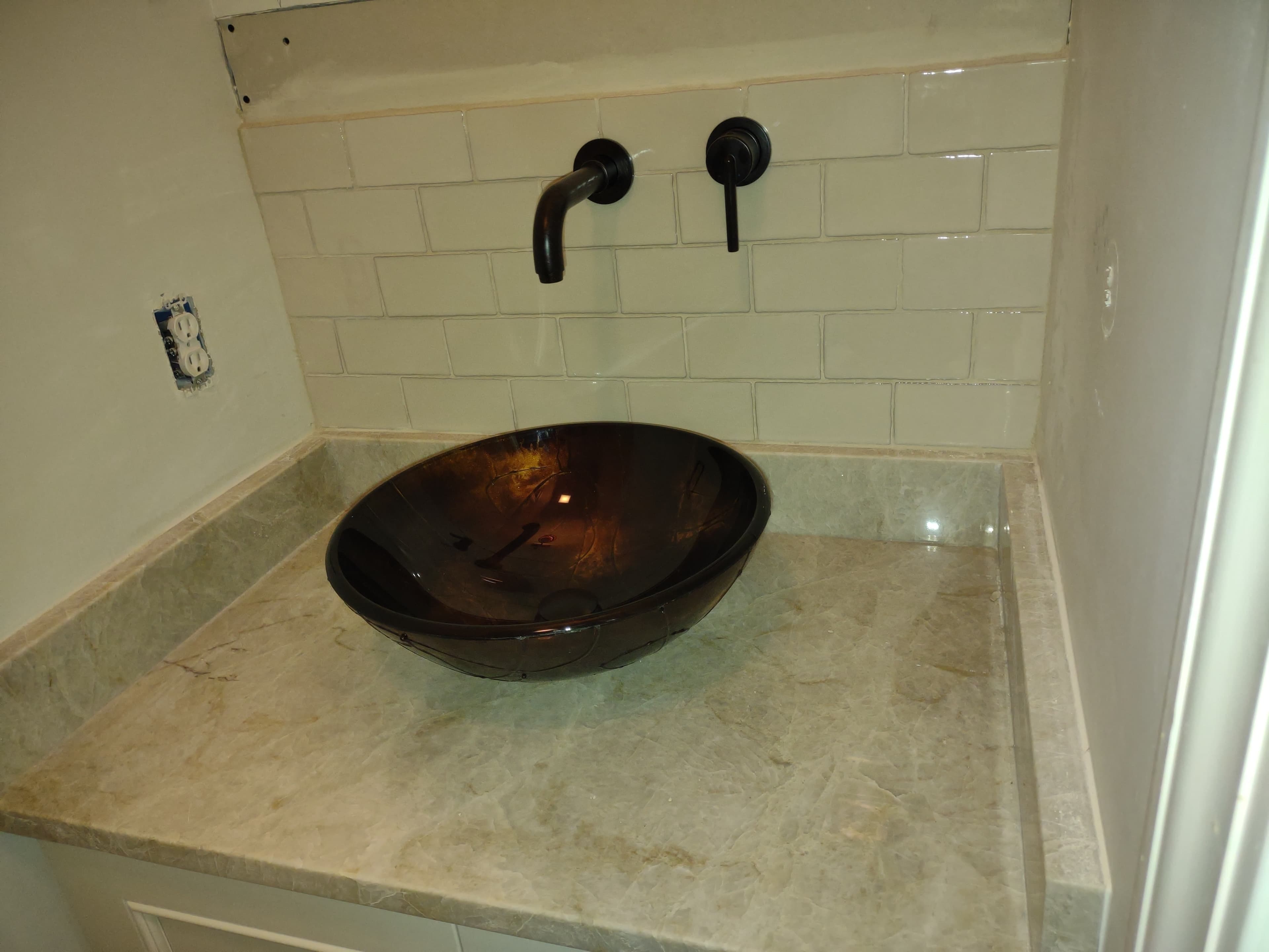 Picture of new bathroom fixture install.