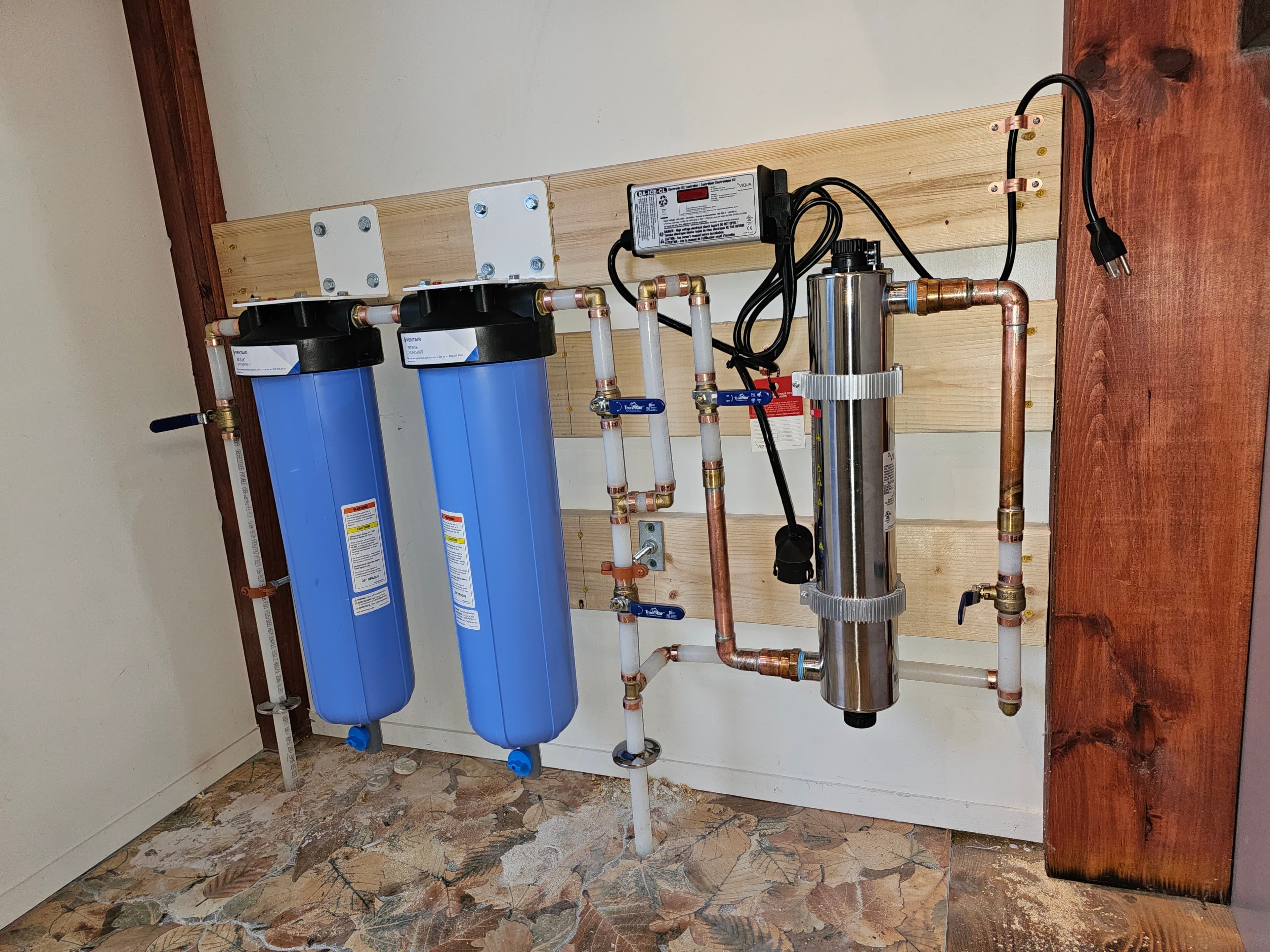Picture of water filtration system installation.